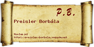 Preisler Borbála névjegykártya